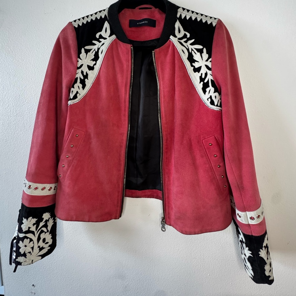 Western Pink Leather Jacket  size  S